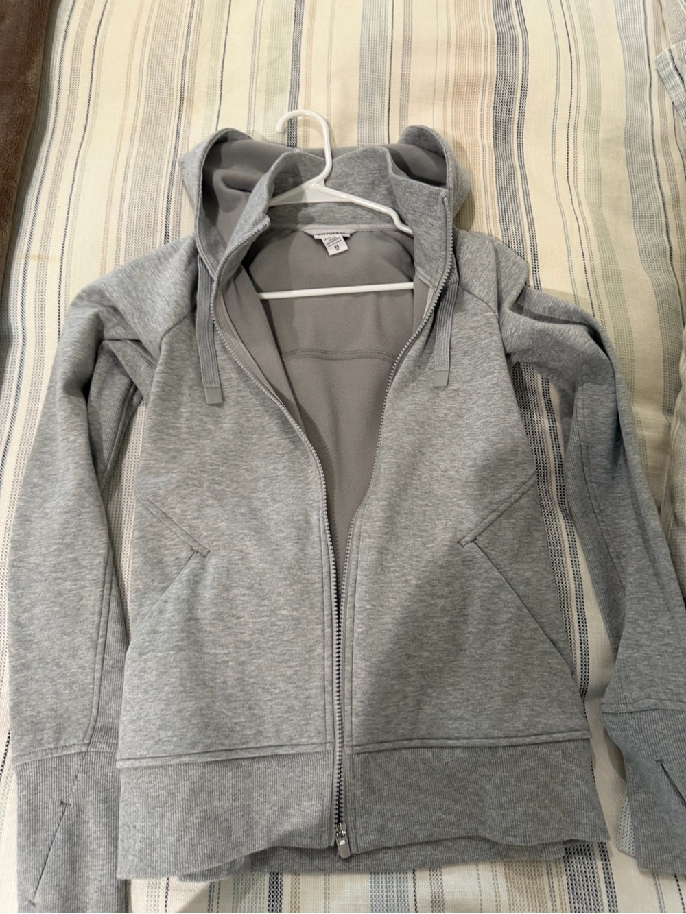 Women's Light Gray Zip-Up Hoodie Jacket - Classic Casual